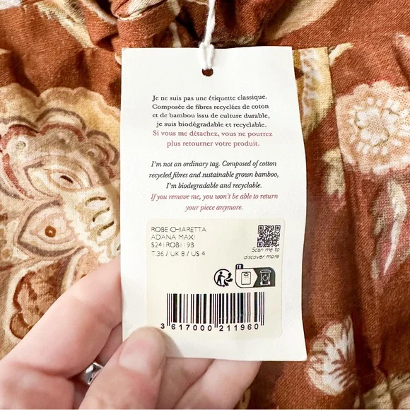 Sezane Chiaretta Dress Adana Maxi Floral Size 36 38 US 4 6 NWT - Picture 6 of 13